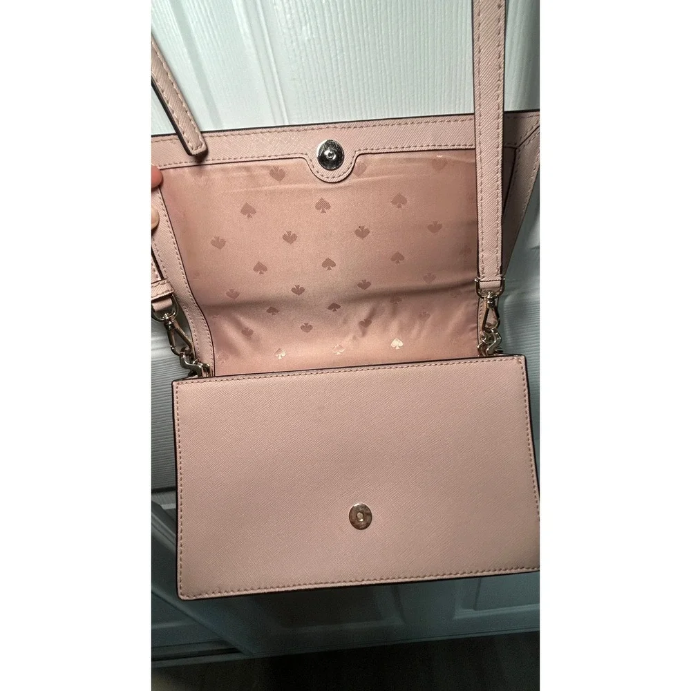 Kate Spade Laurel Way Crossbody Pink Saffiano Gunmetal Chain Shoulder Bag Purse